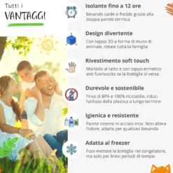Bottiglia termica dinosauro zampe 420 ml bambini Farmily