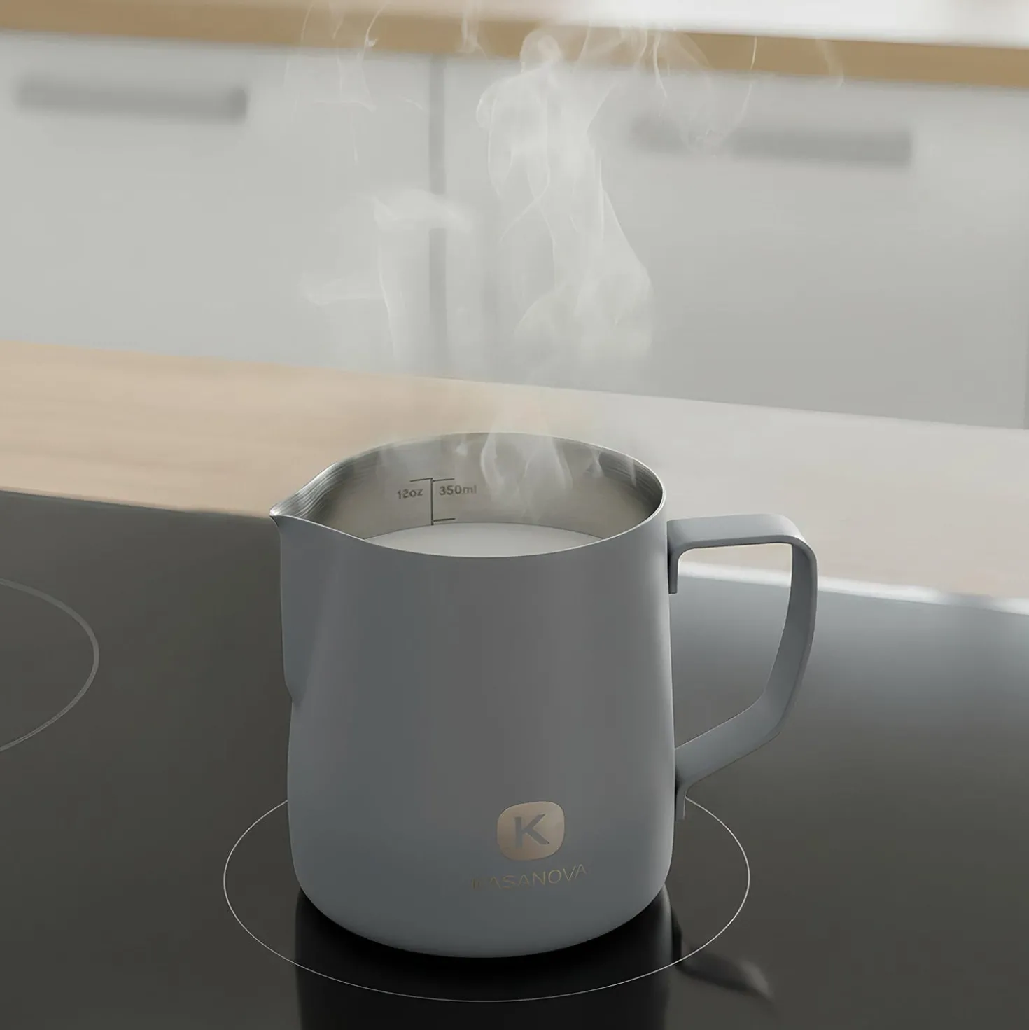 Bricco latte 350 ml in acciaio inox grigio