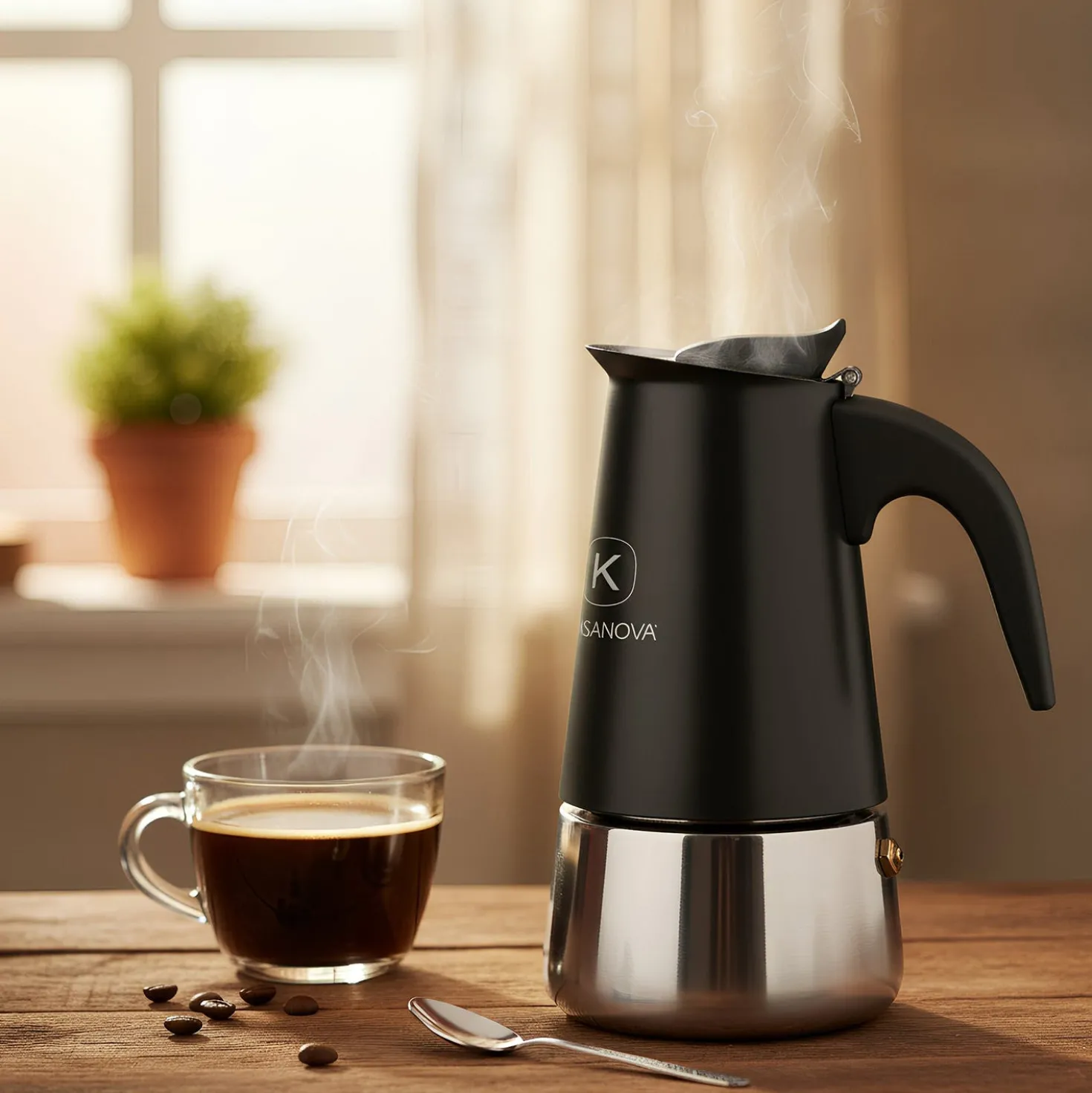 Caffettiera induzione 2 tazze nero