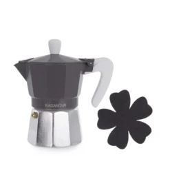 Caffettiera 3 tazze grigio con sotto moka