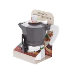 Caffettiera 3 tazze grigio con sotto moka