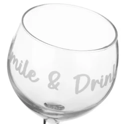 Calice in vetro scritta Smile e drink 620 ml