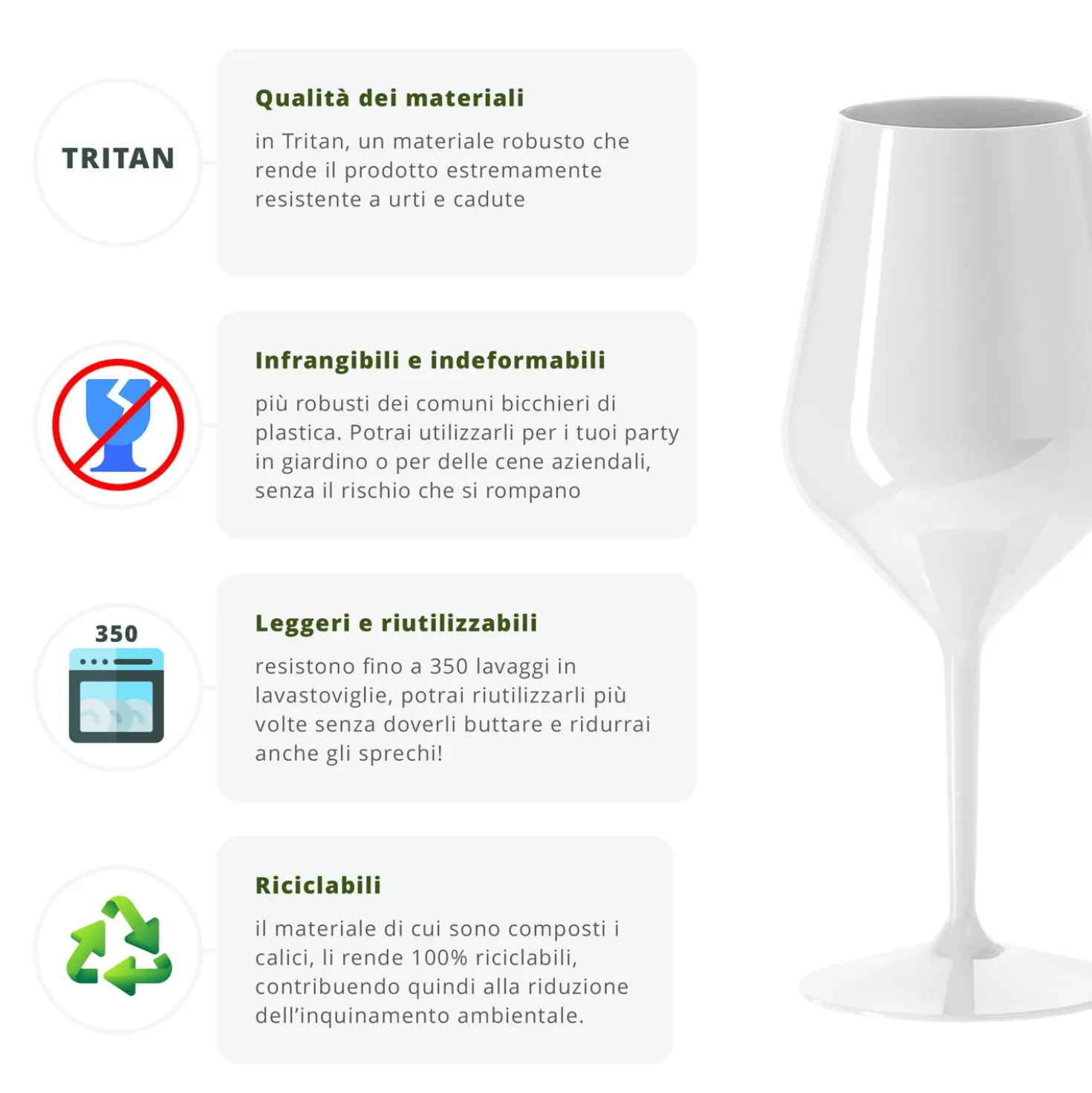 Calice vino in tritan 470 ml bianco
