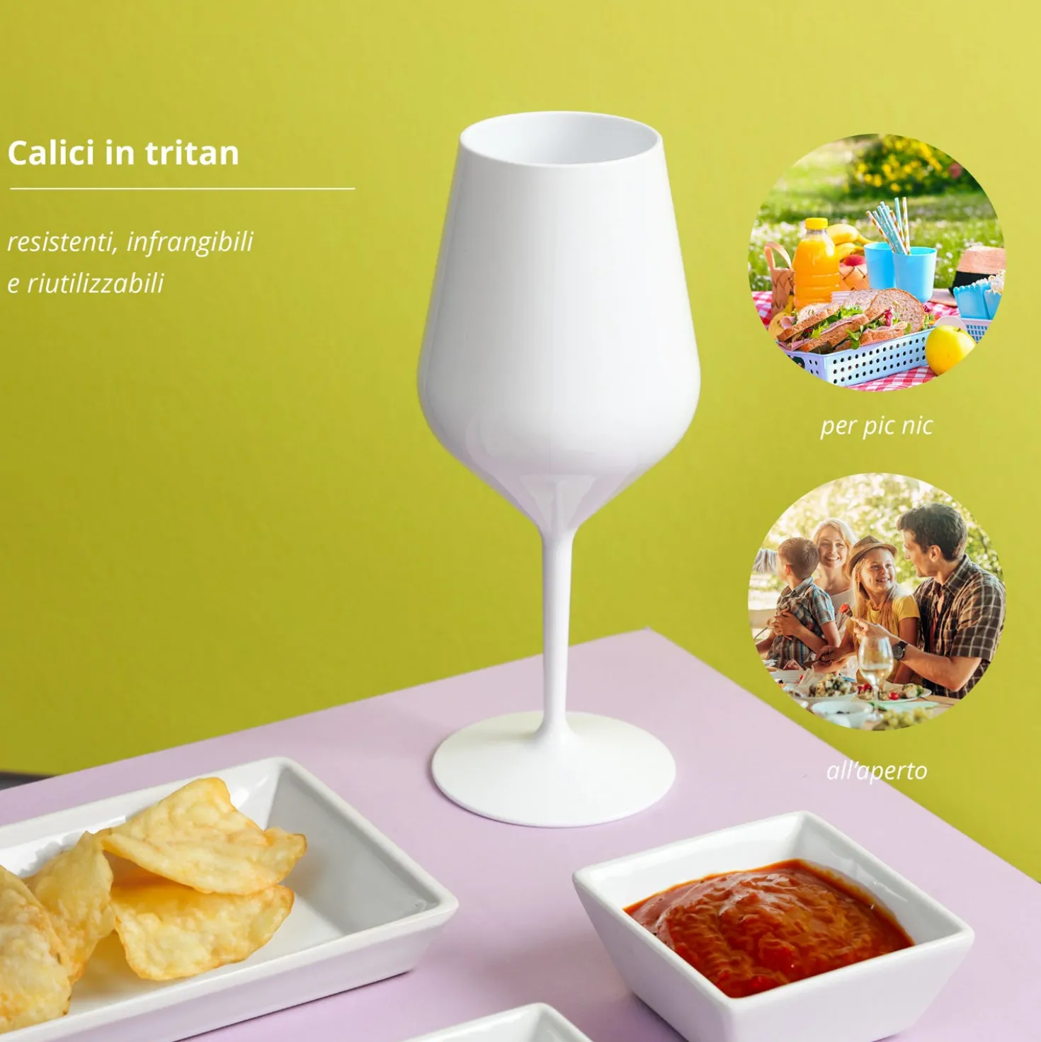 Calice vino in tritan 470 ml bianco