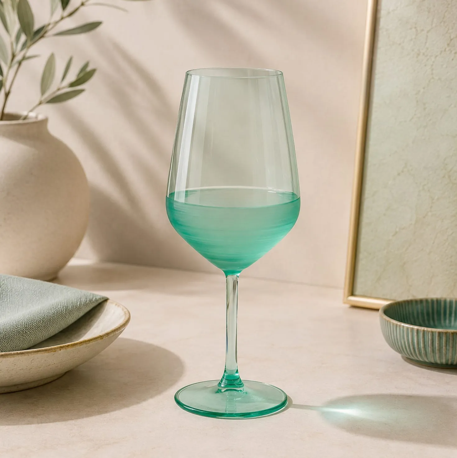 Calice vino vetro 490 ml verde Blaze