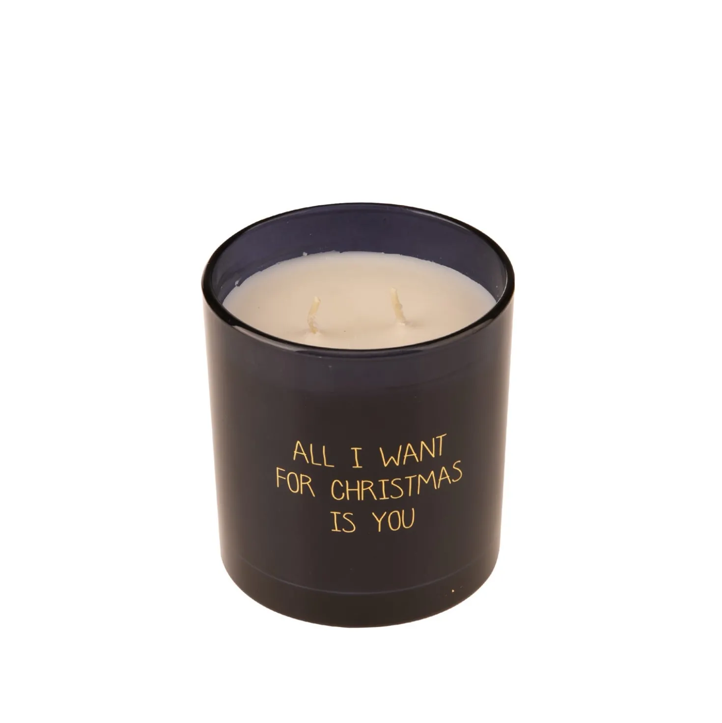 Candela in bicchiere di vetro nero All I want for Christmas is you