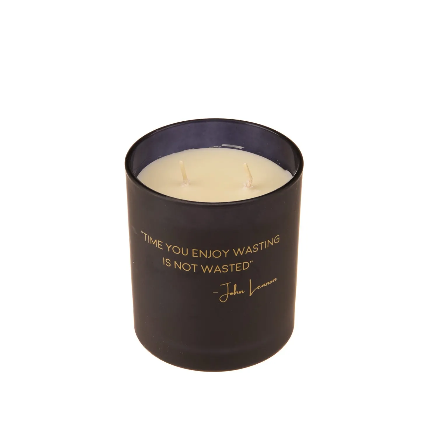 Candela profumata in bicchiere con citazione John Lennon