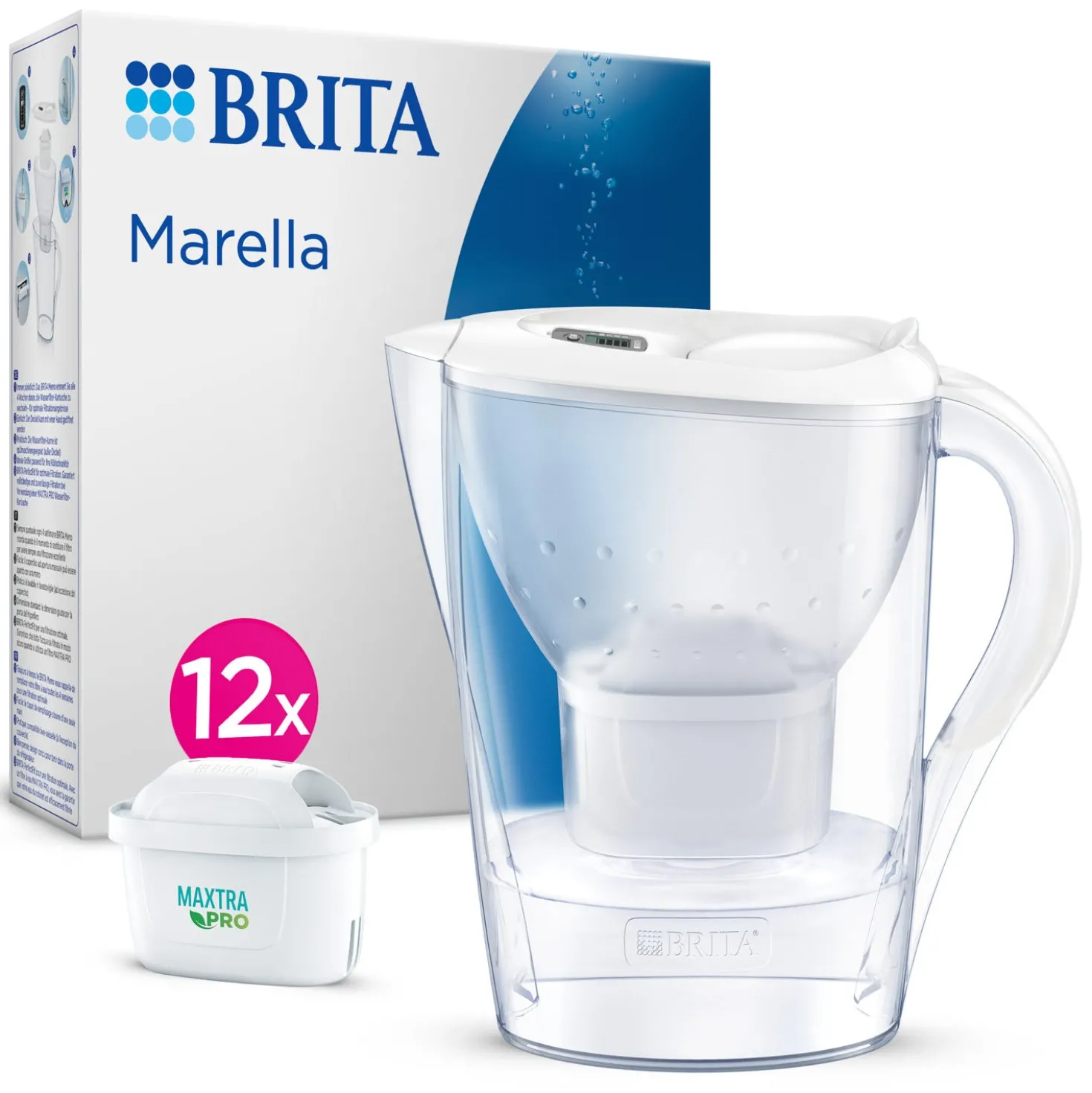 Caraffa filtrante 2,4 L Marella Brita con 12 filtri Maxtra Pro All in 1