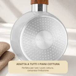 Casseruola 20 cm antiaderente ceramico 1 manico New Ceramic grigio