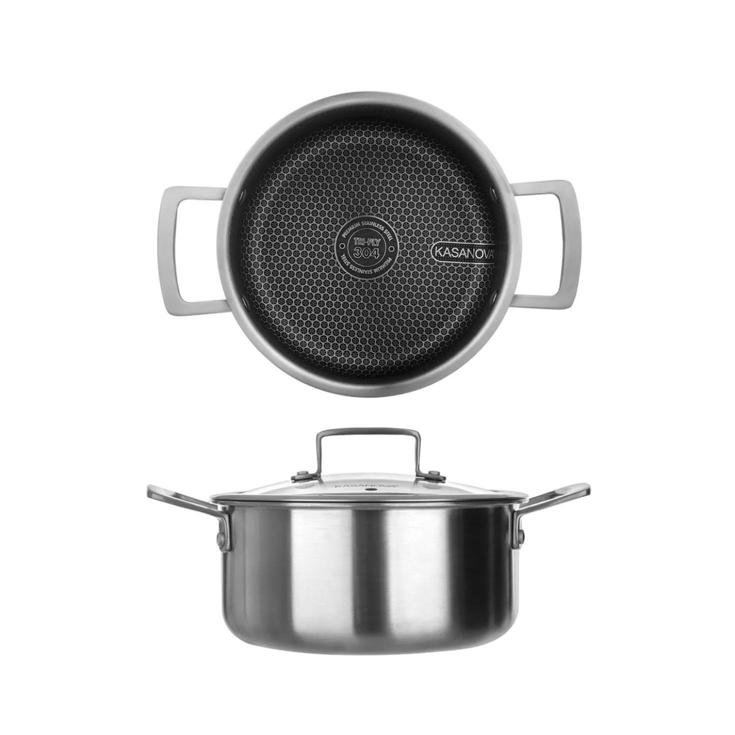 Casseruola 20 cm con coperchio a 3 strati Tri - ply