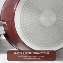 Casseruola 20 cm con coperchio burgundy New Ceramic