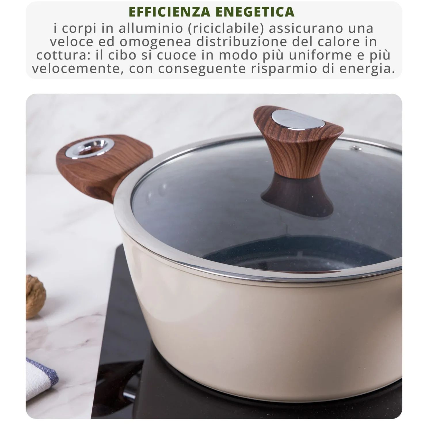 Casseruola 16 cm crema Kolors con coperchio