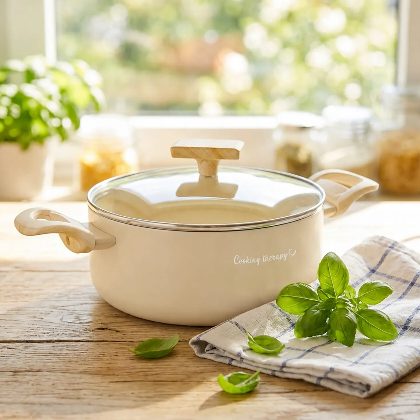 Casseruola 24 cm sabbia Cooking Therapy con coperchio