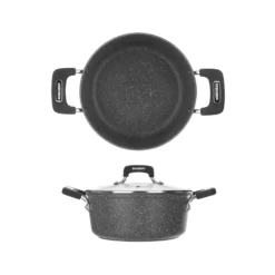 Casseruola New Petra Dark da 26 cm, con coperchio