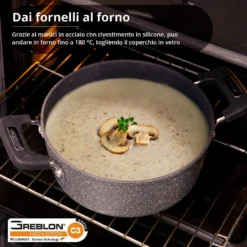 Casseruola New Petra Dark da 26 cm, con coperchio