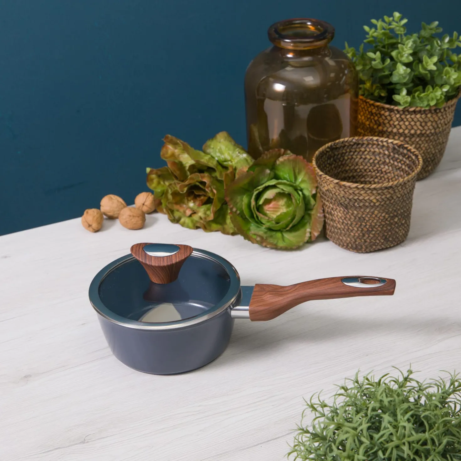 Casseruola un manico 16 cm con coperchio ottanio New Ceramic