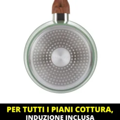Casseruola un manico 20 cm con coperchio verde New Ceramic