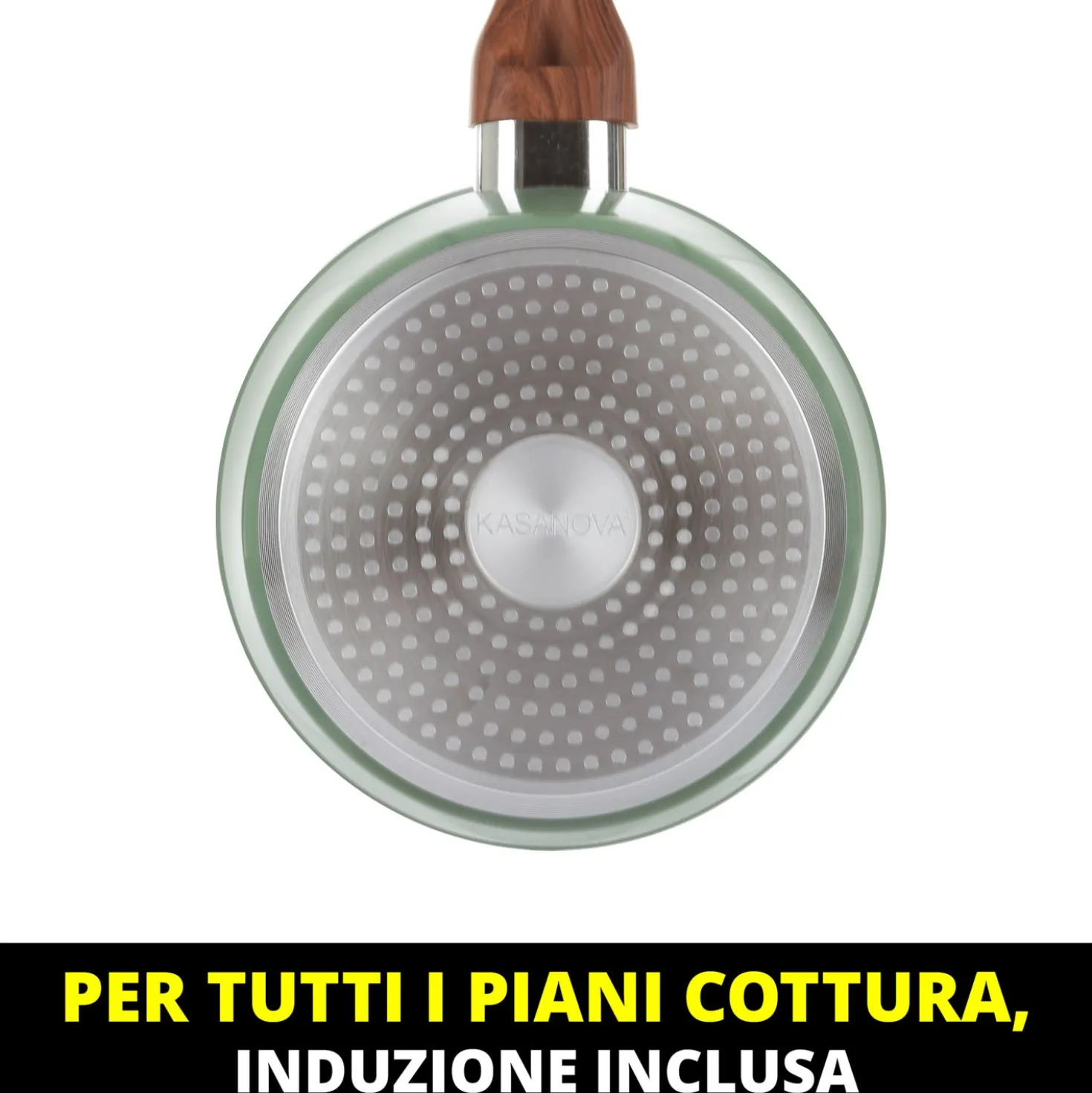 Casseruola un manico 18 cm con coperchio verde New Ceramic