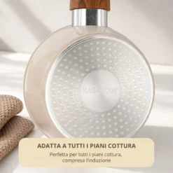 Casseruola un manico 20 cm coperchio taupe New Ceramic