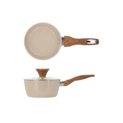 Casseruola un manico 16 cm coperchio taupe New Ceramic