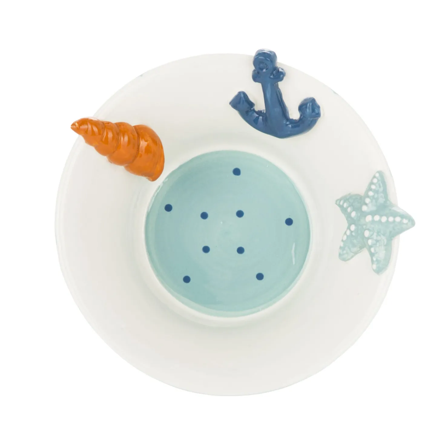 Ciotola 17,3 cm decori mare ceramica azzurra