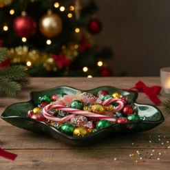 Ciotolina Babbo Natale in vetro 15 cm verde natalizia