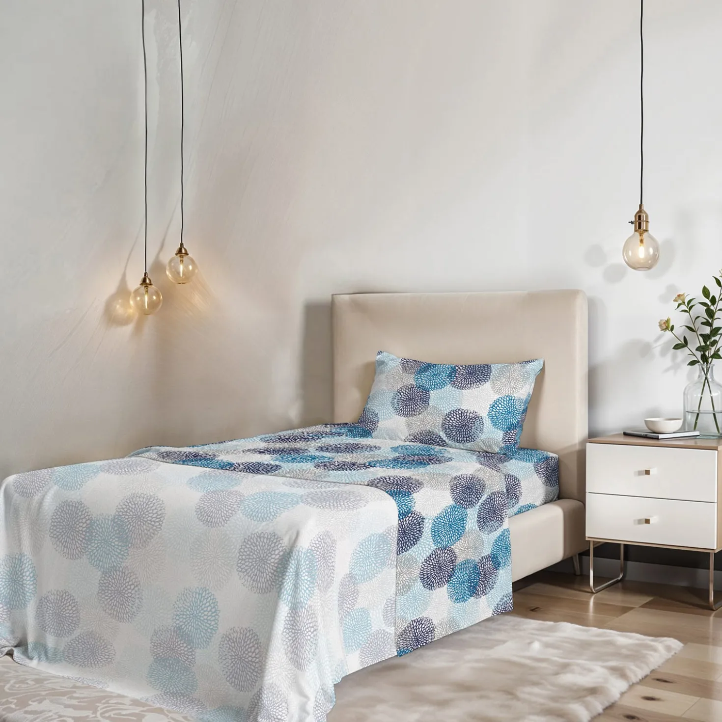 Completo letto fantasy una piazza e mezza soffioni blu Datex