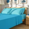 Completo letto matrimoniale cotone azzurro Nicoletta