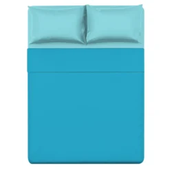 Completo letto matrimoniale cotone azzurro Nicoletta