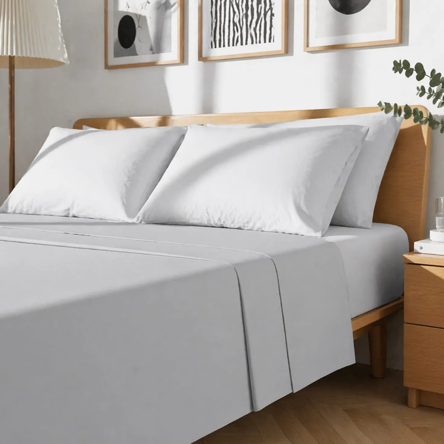 Completo letto matrimoniale cotone grigio chiaro Nicoletta