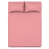 Completo letto matrimoniale cotone rosa tinta unita