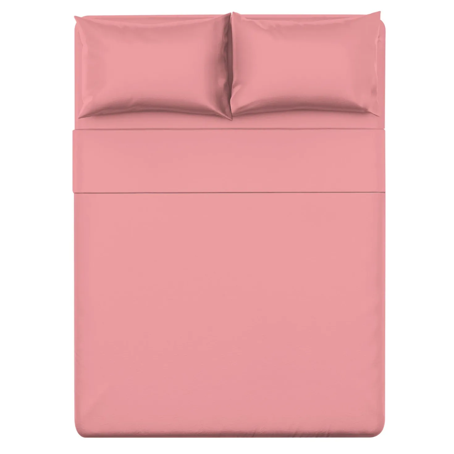 Completo letto matrimoniale cotone rosa tinta unita