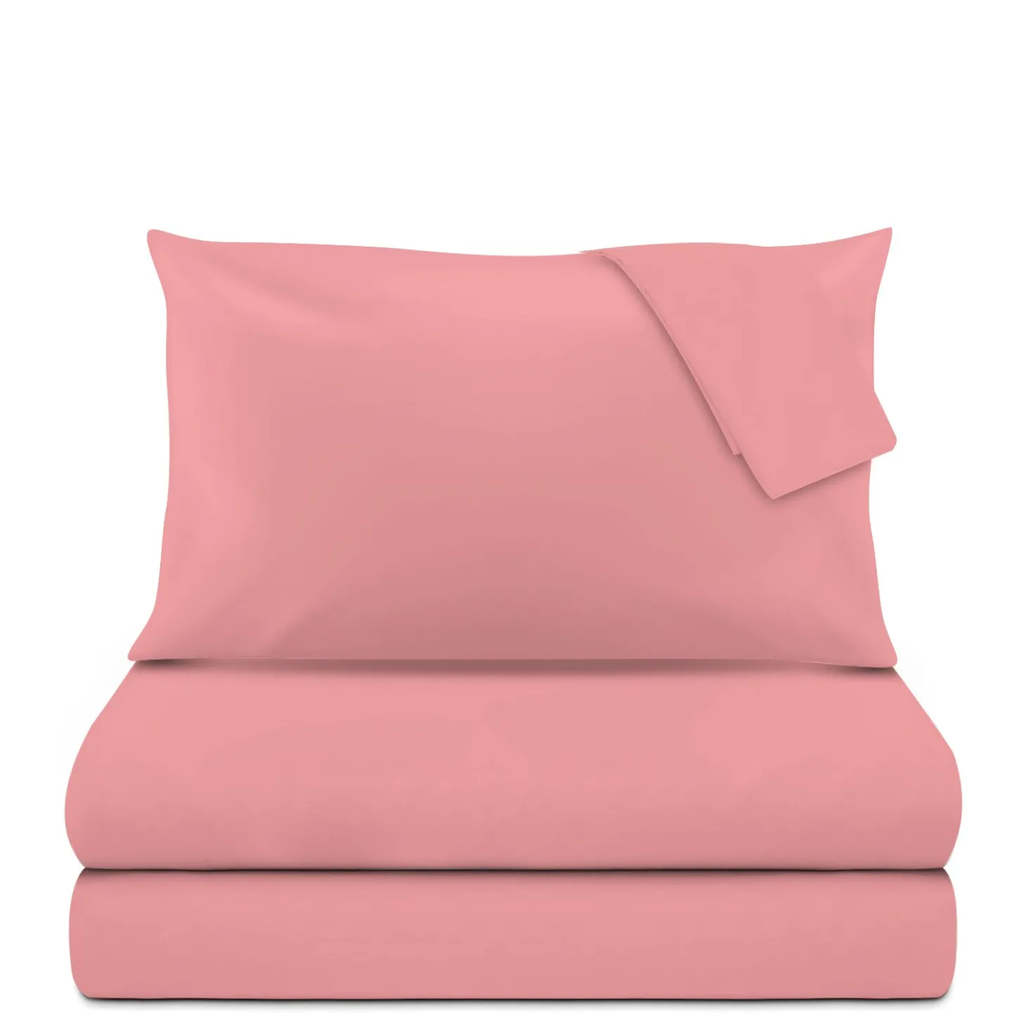 Completo letto matrimoniale cotone rosa tinta unita