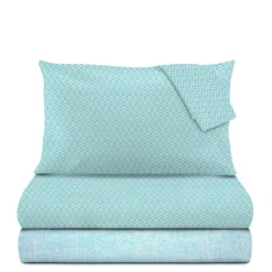 Completo letto matrimoniale geometrie azzurro cotone Golden