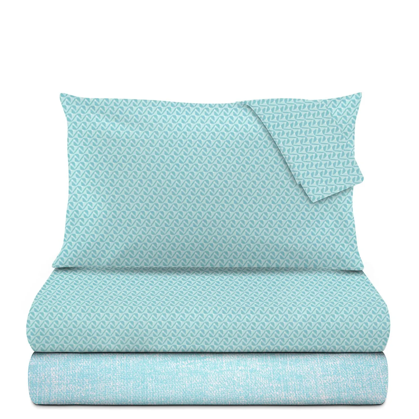 Completo letto matrimoniale geometrie azzurro cotone Golden
