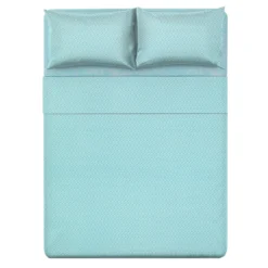 Completo letto matrimoniale geometrie azzurro cotone Golden
