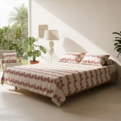 Completo letto matrimoniale geometrie blordeaux cotone