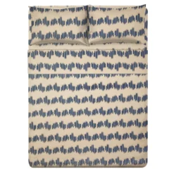 Completo letto matrimoniale geometrie blu cotone