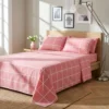 Completo letto matrimoniale policotone quadrotti rosa