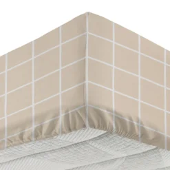 Completo letto matrimoniale policotone quadrotti sabbia