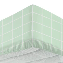 Completo letto matrimoniale policotone quadrotti verde