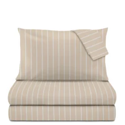 Completo letto matrimoniale policotone righe sabbia