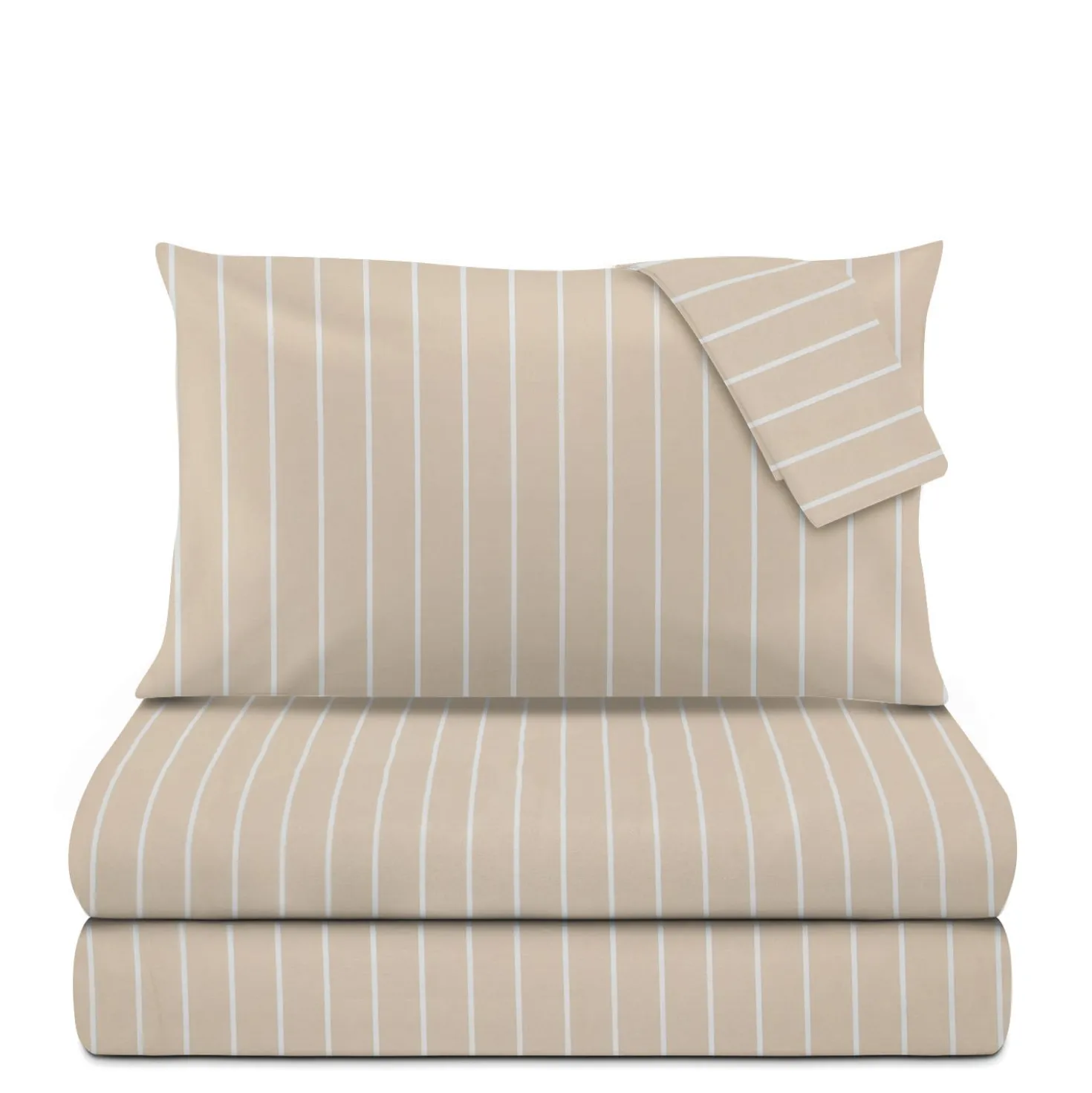 Completo letto matrimoniale policotone righe sabbia