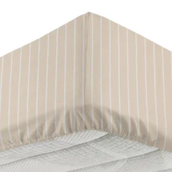 Completo letto matrimoniale policotone righe sabbia