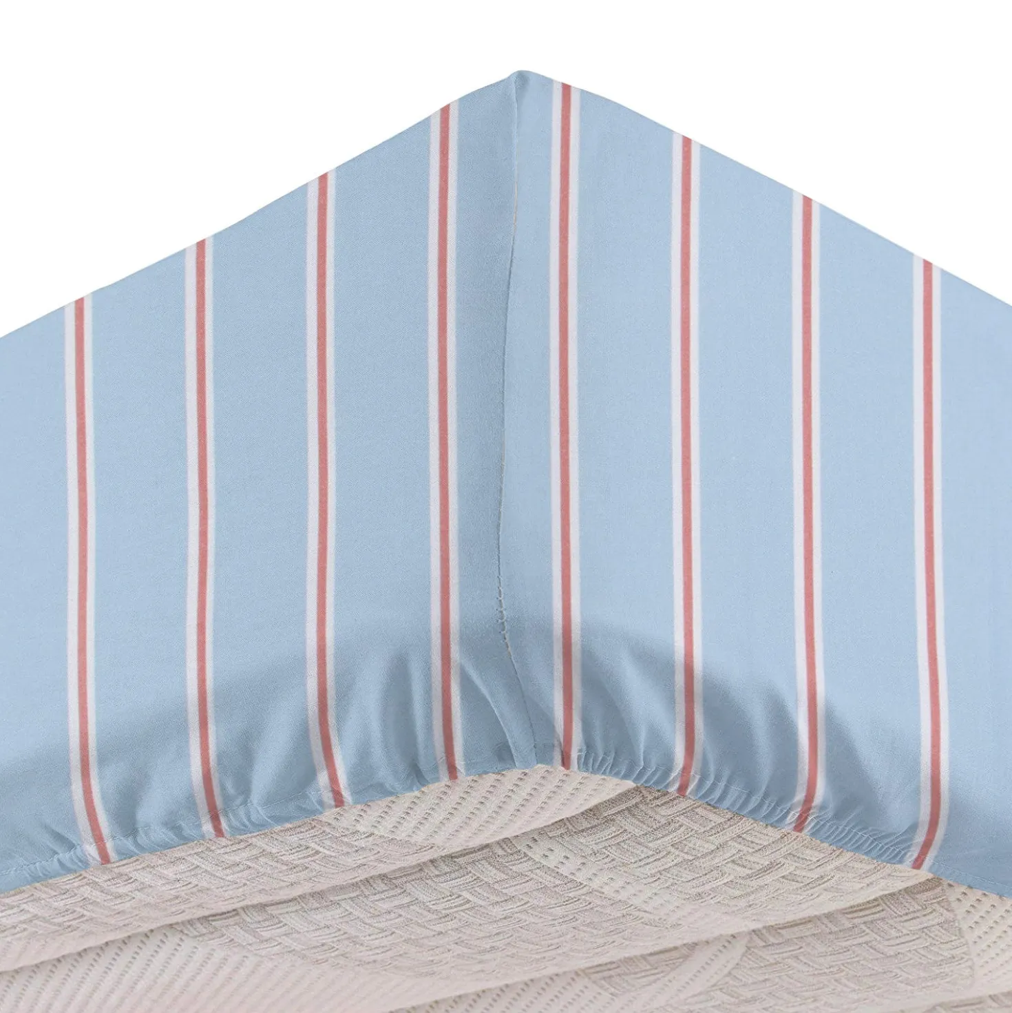 Completo letto matrimoniale righe azzurro