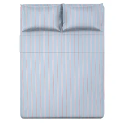 Completo letto matrimoniale righe azzurro