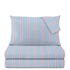 Completo letto matrimoniale righe azzurro