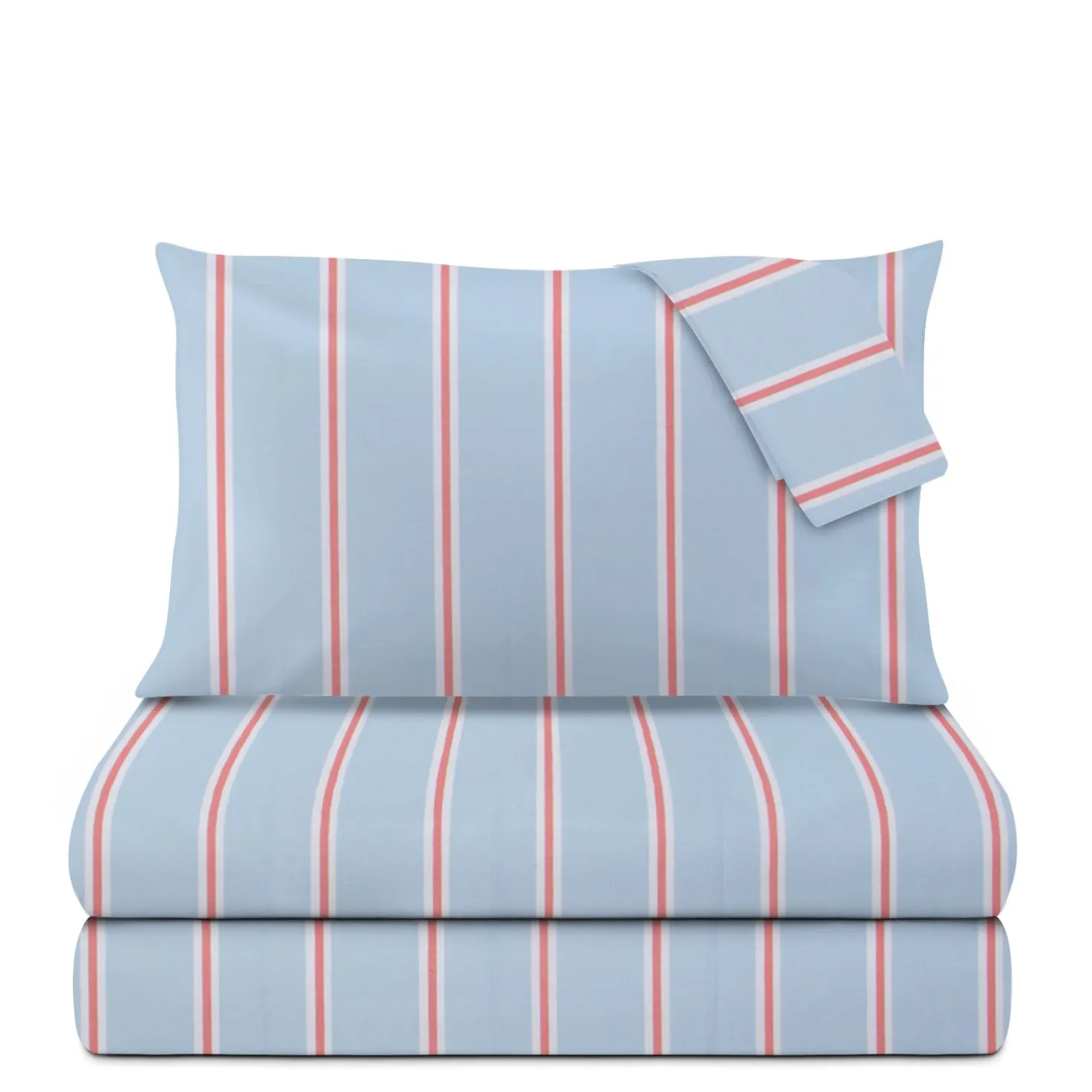 Completo letto matrimoniale righe azzurro