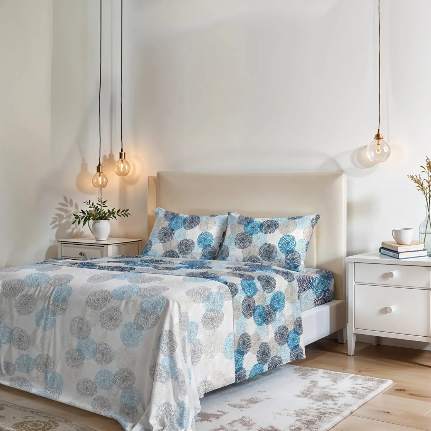 Completo letto matrimoniale Soffioni blu Datex