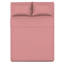 Completo letto matrimoniale tinta unita corallo
